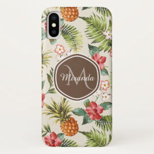 Capa Para iPhone Da Case-Mate Monograma Marrom abacaxi tropical exótico