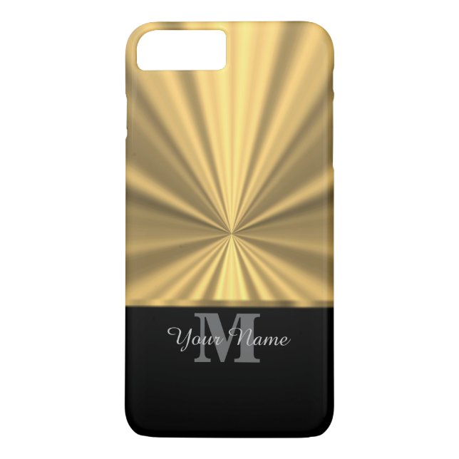 Capa Para iPhone, Case-Mate Monograma metálico negro e dourado (Verso)