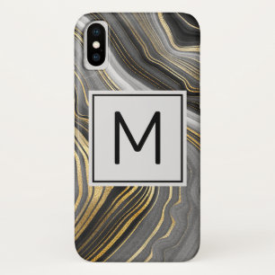 Capa Para iPhone Da Case-Mate Monograma Mineral Geódico Dourado e de Agata Moder