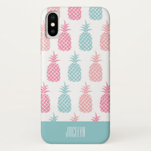 Capa Para iPhone X Monograma moderno de abacaxi tropical
