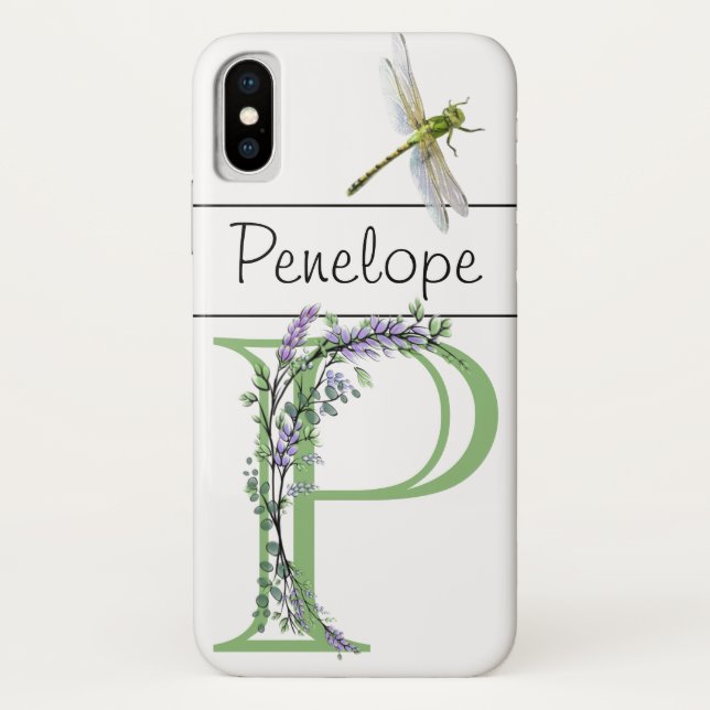 Capa Para iPhone, Case-Mate Monograma P Lavanda Eucalyptus com Dragonfly (Verso)