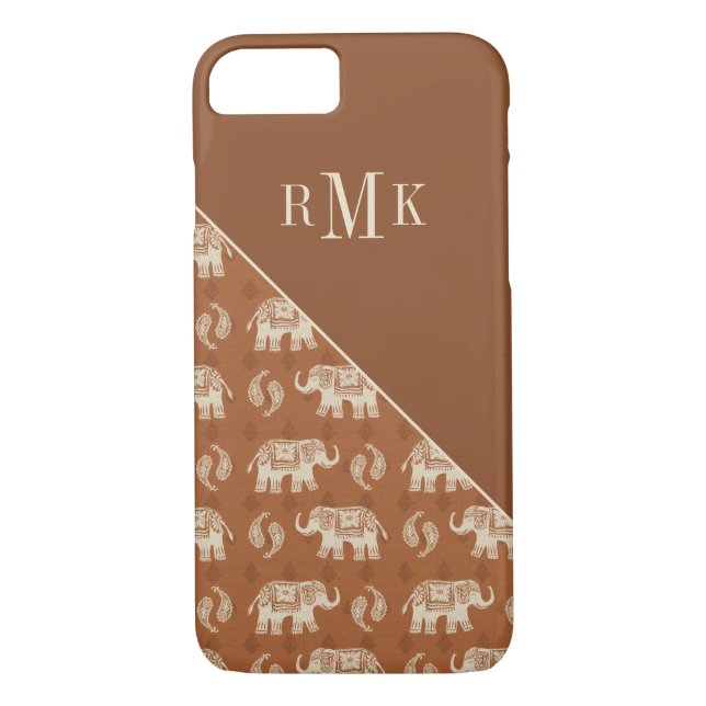 Capa Para iPhone, Case-Mate Monograma| Padrão de caravana laranja de elefante (Verso)