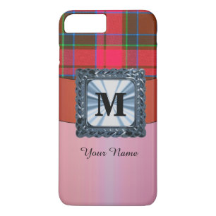 Capa Para iPhone Da Case-Mate Monograma personalizado da xadrez de tartã vermelh