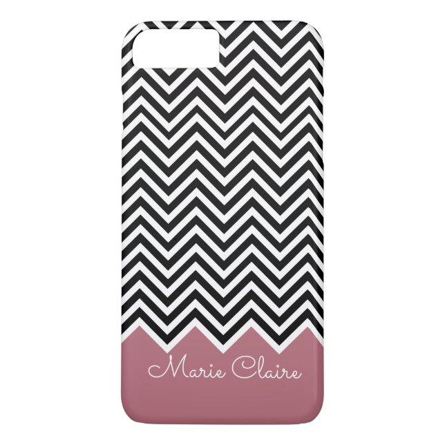 Capa Para iPhone, Case-Mate Monograma Personalizado de Chevron Moderno de rosa (Verso)