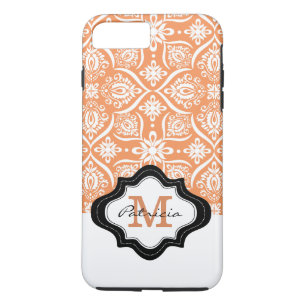 Capa Para iPhone Da Case-Mate Monograma Personalizado de Cor damasco Laranja Ele
