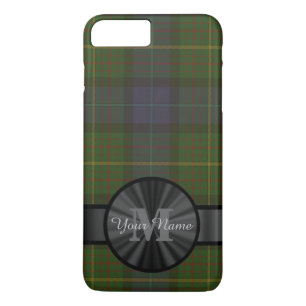 Capa iPhone 8 Plus/7 Plus Monograma personalizado de xadrez de tartã verde