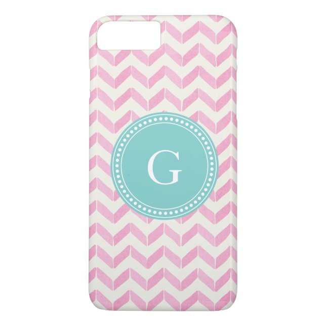 Capa Para iPhone, Case-Mate Monograma Personalizado do Chic Pastel Rosa & Mint (Verso)