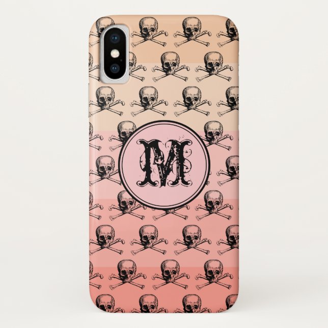 Capa Para iPhone, Case-Mate Monograma Personalizado do Halloween do Caveira Ro (Verso)