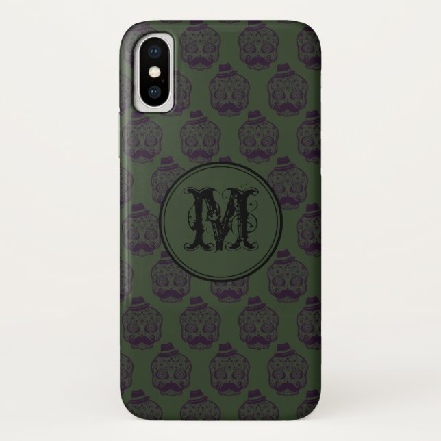 Capa Para iPhone, Case-Mate Monograma Personalizado do Halloween do Skull Khak (Verso)