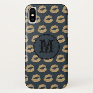 Capa Para iPhone Da Case-Mate Monograma Personalizado Gótico de lábios ouros A