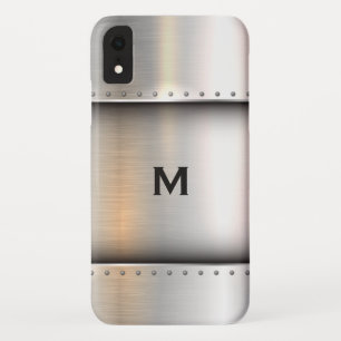 Capa Para iPhone Da Case-Mate Monograma Personalizado  Placa metálica de prata 