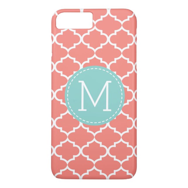 Capa Para iPhone, Case-Mate Monograma personalizado Quatrefoil cor-de-rosa (Verso)