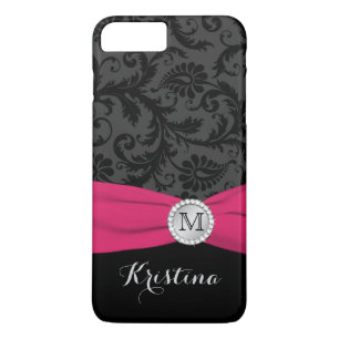 Capa Para iPhone Da Case-Mate Monograma Preto, Cinza, Damasco Rosa iPhone 7 Case