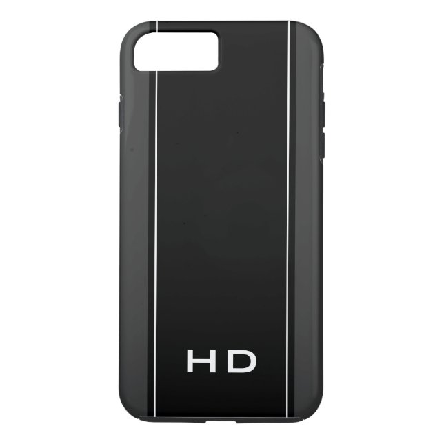 Capa Para iPhone, Case-Mate Monograma preto personalizado e moderno (Verso)