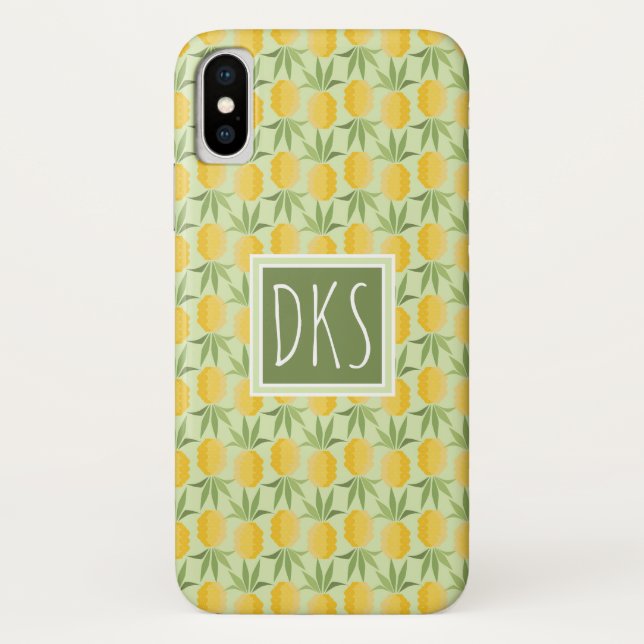 Capa Para iPhone, Case-Mate Monograma retro dos abacaxis | (Verso)