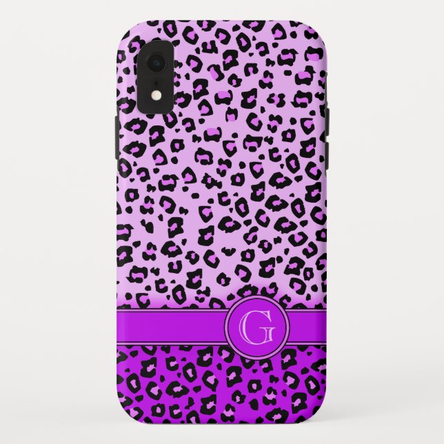 Capa Para iPhone, Case-Mate Monograma roxo de impressão de animais leopardo (Verso)