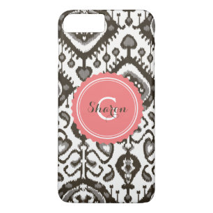 Capa Para iPhone Da Case-Mate Monograma tribal de padrão branco preto-branco-bra