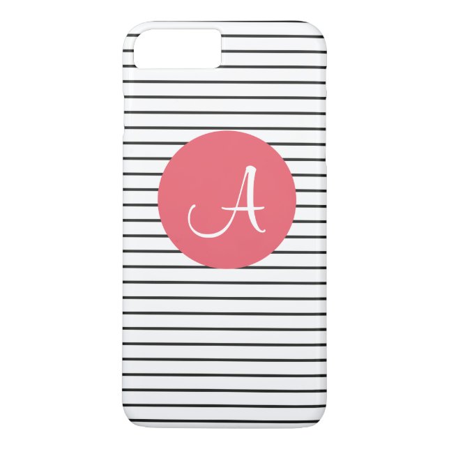 Capa Para iPhone, Case-Mate Monograma Único Cor-de-rosa Preto, com risca (Verso)