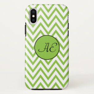 Capa Para iPhone Da Case-Mate Monograma Verde limão Chevron Moderno