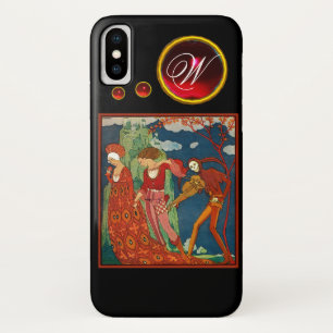 CAPA PARA iPhone DA Case-Mate MONOGRAMA VERMELHO DA PEDRA DE GEMA DO AMOR, DO