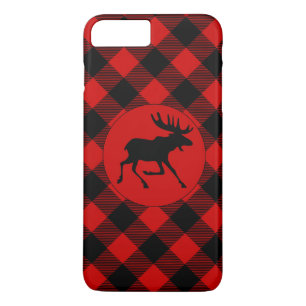 Capa iPhone 8 Plus/7 Plus Moose Russa no padrão de Xadrez Red Buffalo