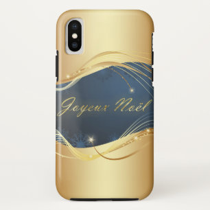 Capa Para iPhone Da Case-Mate Motivo de Natal dourado com fundo azul...