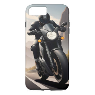 Capa iPhone 8 Plus/7 Plus Motociclista pilotando moto de alta performance