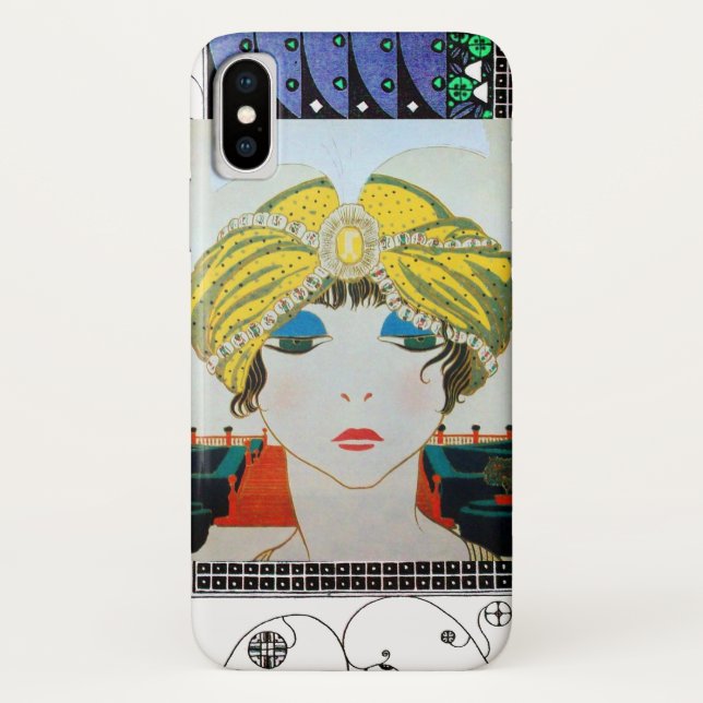Capa Para iPhone, Case-Mate MULHER COM TURBAN AMARELO ORIENTAL / Moda de Belez (Verso)