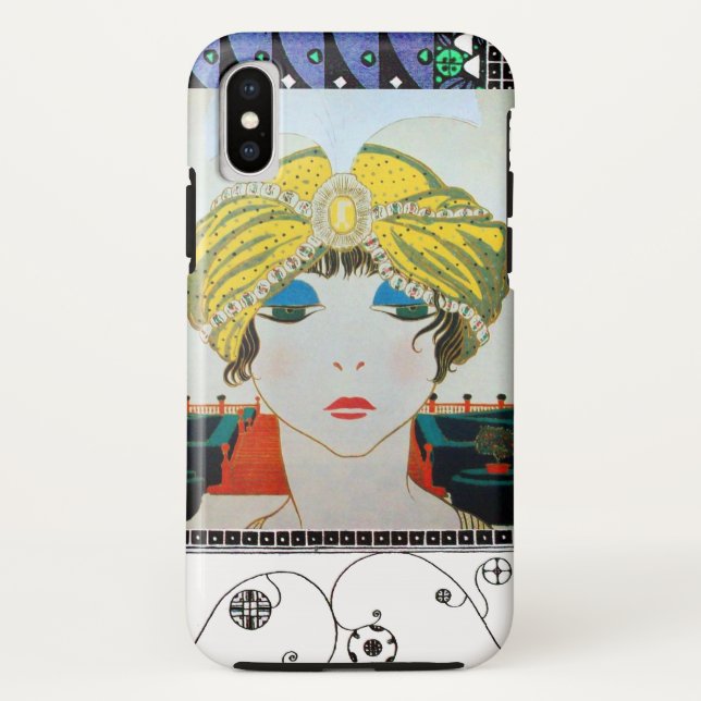 Capa Para iPhone, Case-Mate MULHER COM TURBAN AMARELO ORIENTAL / Moda de Belez (Verso)