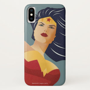 Capa Para iPhone X Mulher Maravilha Retro City Sunburst