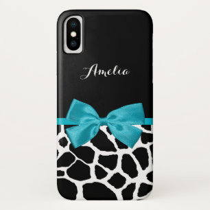 Capa Para iPhone Da Case-Mate Na moda Giraffe Impressão e Nome Girly Turquoise A