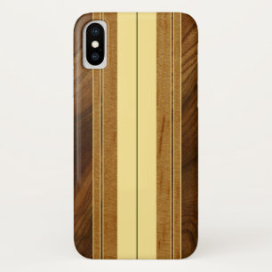 Capa Para iPhone X Nalu Mua Faux Koa Wood Surfboard