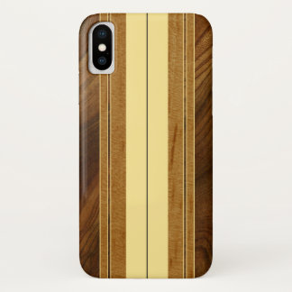 Capa Para iPhone X Nalu Mua Faux Koa Wood Surfboard