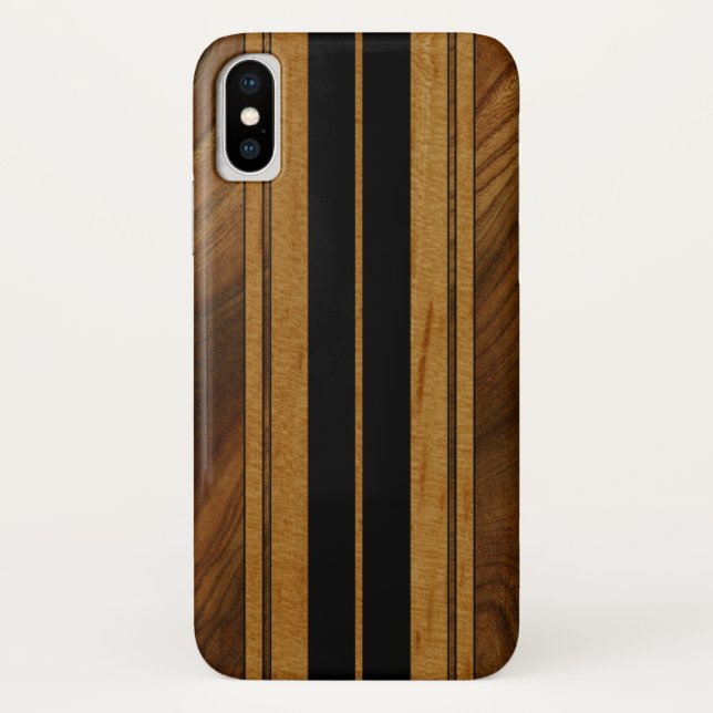 Capa Para iPhone, Case-Mate Nalu Mua Faux Koa Wood Surfboard Black (Verso)