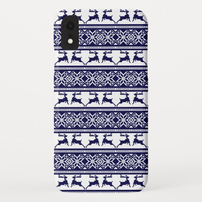 Capa Para iPhone, Case-Mate Natal, Folha Escandinava Azul e Branco (Verso)
