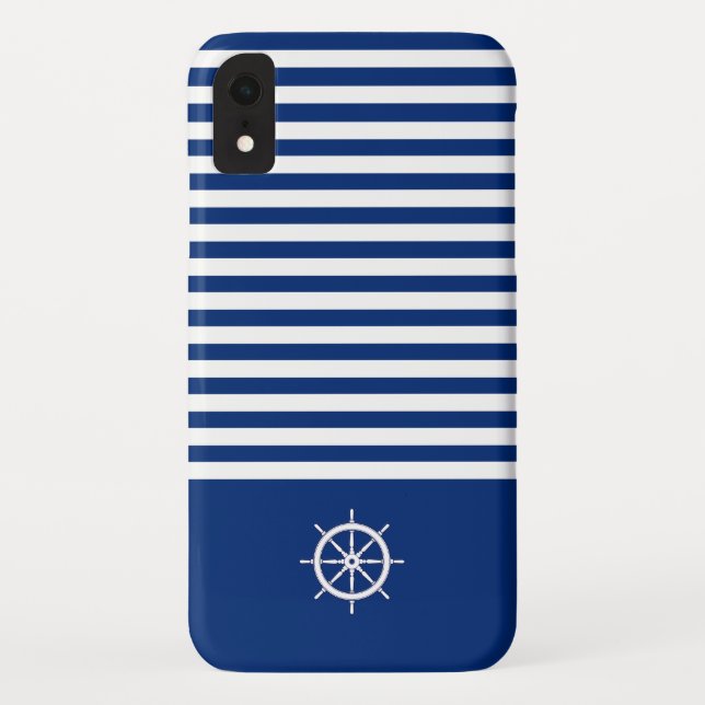 Capa Para iPhone, Case-Mate Náuticas+Barras Azul+Branco (Verso)