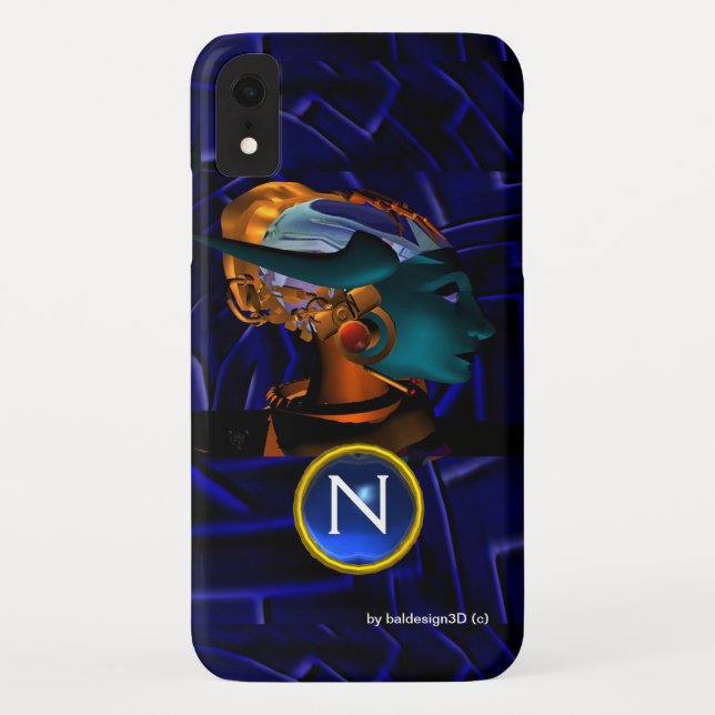 Capa Para iPhone, Case-Mate NEMES/HYPER ANDROID,Blue Science Fiction Monograma (Verso)