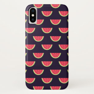 Capa Para iPhone X Neon Watermelon sobre o padrão roxo
