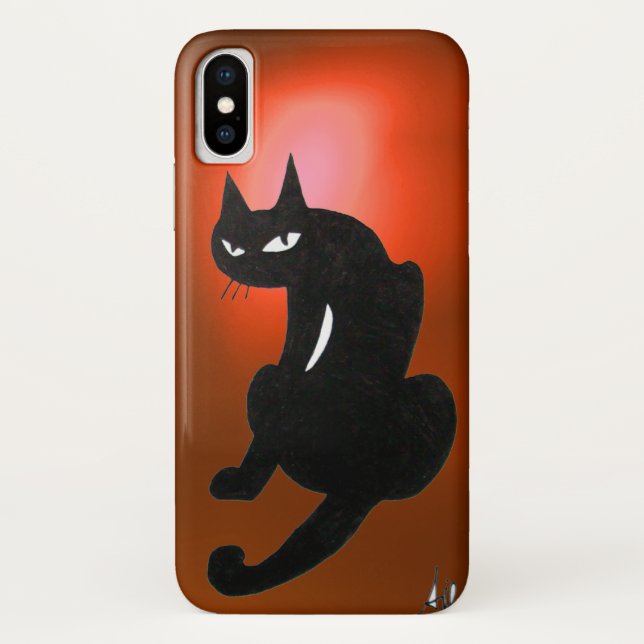 Capa Para iPhone, Case-Mate NINJA BLACK CAT Orange Red (Verso)