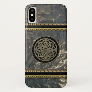 Capa Para iPhone Da Case-Mate Nó celta do metal preto e Dourado no caso do