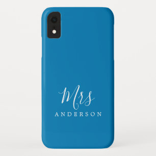 Capa Para iPhone Da Case-Mate Noiva do Script Chic Azul da Sra. Vibrant