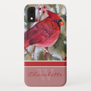 Capa Para iPhone Da Case-Mate Nome cardinal vermelho elegante do monograma