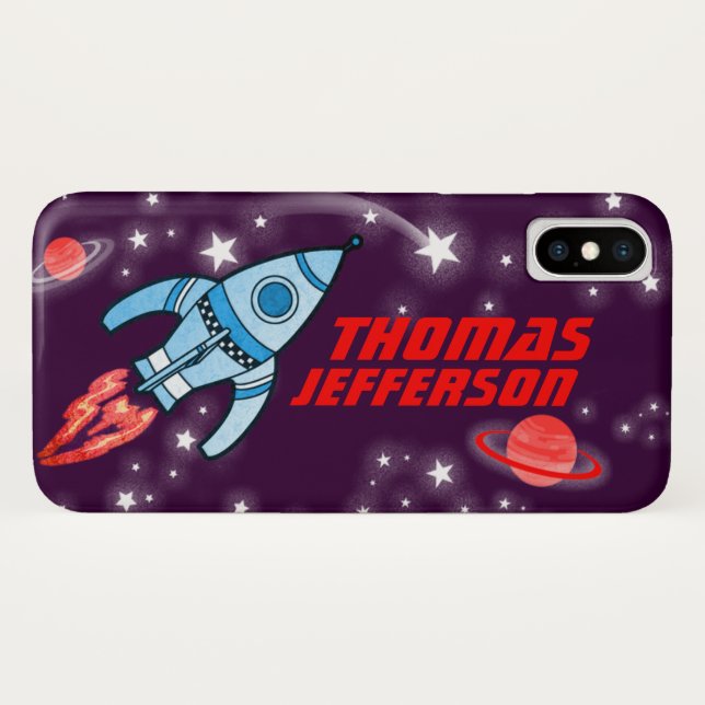 Capa Para iPhone, Case-Mate Nome completo foguete espaço roxo vermelho azul ca (Verso (Horizontal))