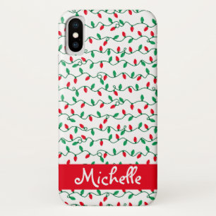 Capa Para iPhone Da Case-Mate Nome das Luzes de Natal Vermelhas e Verdes