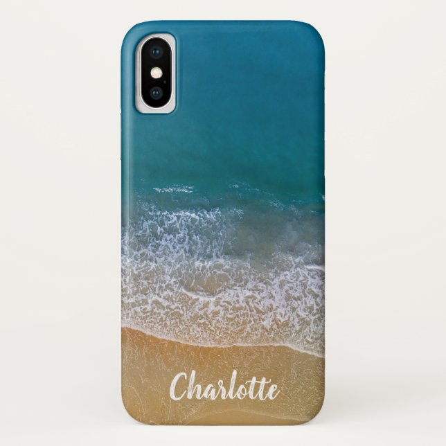 Capa Para iPhone, Case-Mate Nome das Ondas de Areia Azul de Praia Tropical (Verso)