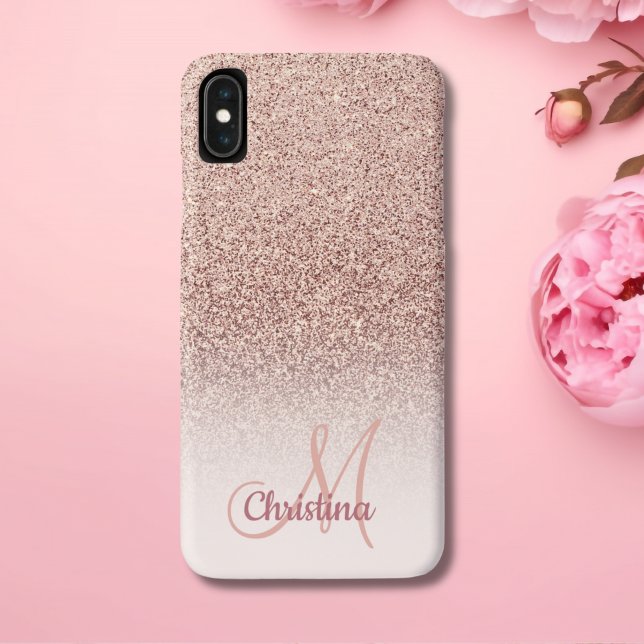 Capa Para iPhone, Case-Mate Nome de cinza Dourada Glitter Glitter de Rosa pers (Criador carregado)