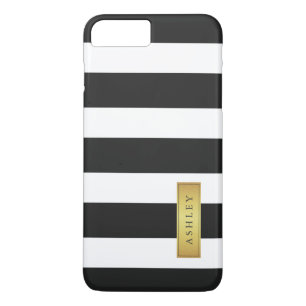 Capa iPhone 8 Plus/7 Plus Nome de etiqueta Dourado do teste padrão branco