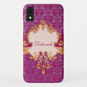 Capa Para iPhone Da Case-Mate Nome de ouro roxo damasco do elefante