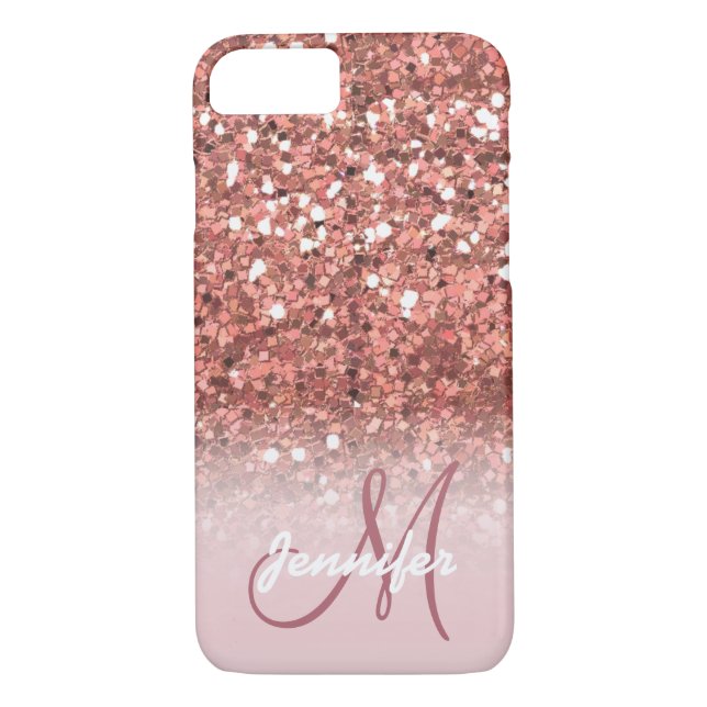 Capa Para iPhone, Case-Mate Nome do Glitter Sparkles Dourado Girly Rosa (Verso)