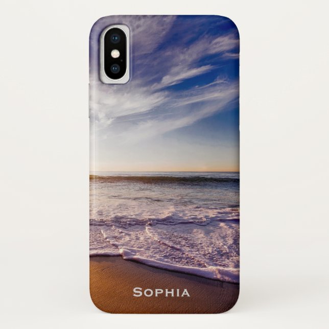 Capa Para iPhone, Case-Mate Nome do Monograma das Férias de Praia do Oceano (Verso)